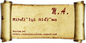 Mihályi Alóma névjegykártya